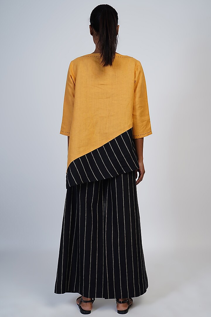 Marigold Embroidered Asymmetric Top by Taika By Poonam Bhagat at Pernia's Pop Up Shop