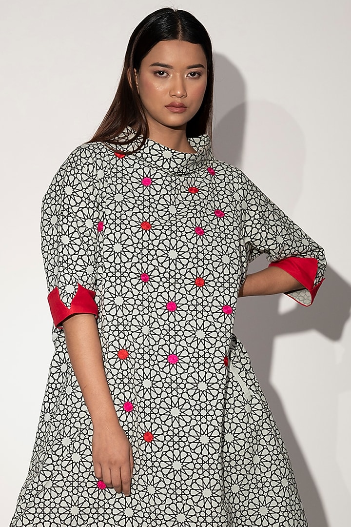 Ivory Embroidered Midi Vacation Dress by Taika By Poonam Bhagat at Pernia's Pop Up Shop
