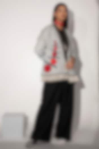 Ivory Cotton Linen Printed Jacket Set by Taika By Poonam Bhagat at Pernia's Pop Up Shop