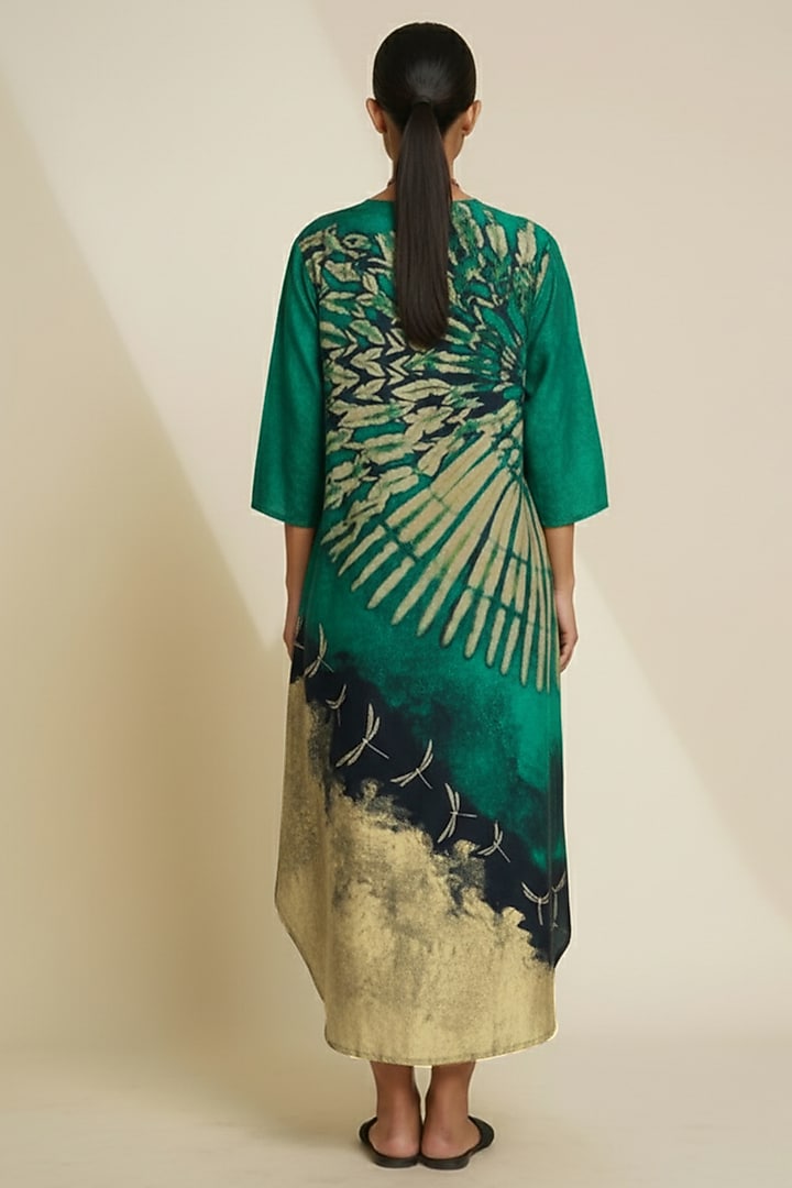 Multi-Colored Blended Silk Digital Printed & Embroidered Tunic by TAIKA by Poonam Bhagat at Pernia's Pop Up Shop