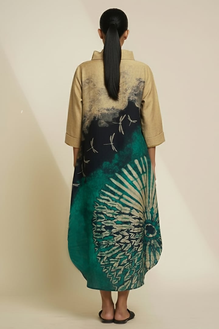 Multi-Colored Blended Silk Digital Printed & Embroidered Tunic by TAIKA by Poonam Bhagat at Pernia's Pop Up Shop