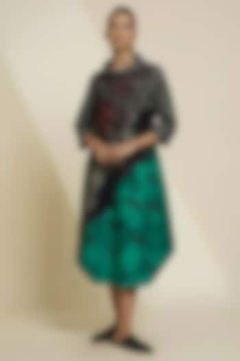 Multi-Colored Blended Silk Digital Printed & Embroidered Tunic by TAIKA by Poonam Bhagat at Pernia's Pop Up Shop