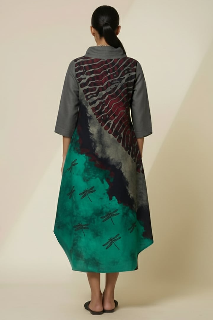 Multi-Colored Blended Silk Digital Printed & Embroidered Tunic by TAIKA by Poonam Bhagat at Pernia's Pop Up Shop