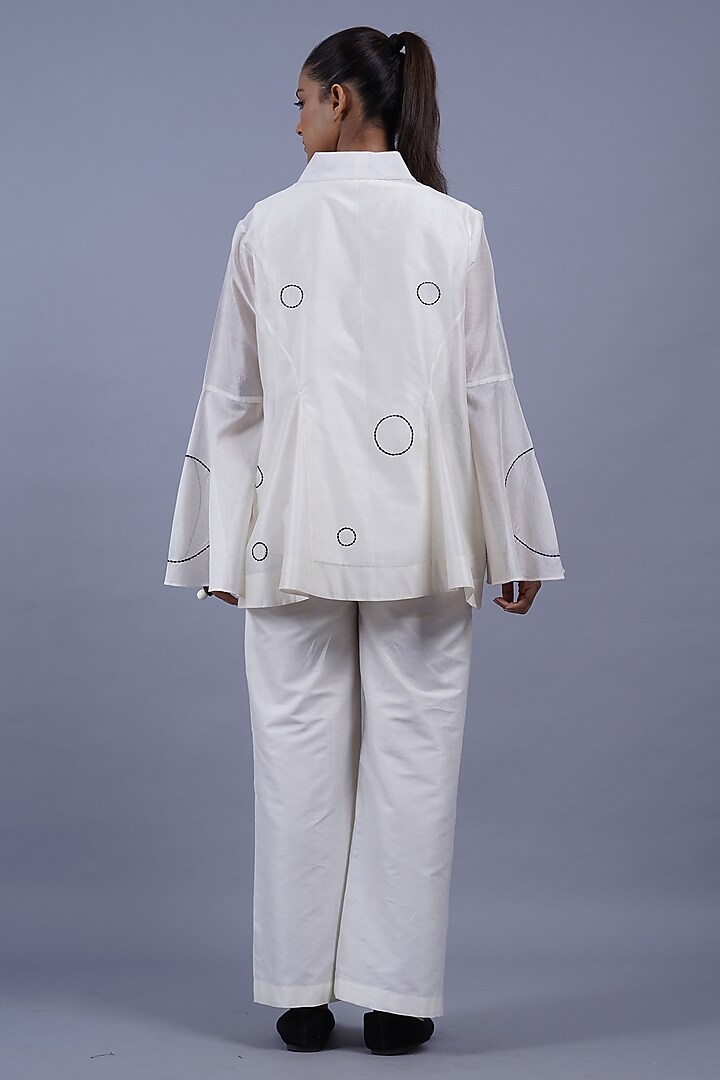 Ivory Chanderi Machine Embroidered Top by Taika By Poonam Bhagat at Pernia's Pop Up Shop
