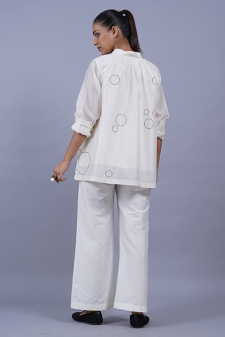 Ivory Chanderi Machine Embroidered Top by Taika By Poonam Bhagat at Pernia's Pop Up Shop