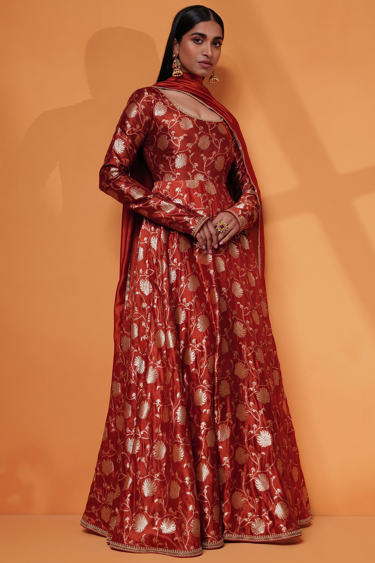 Silk embroidered clearance gown