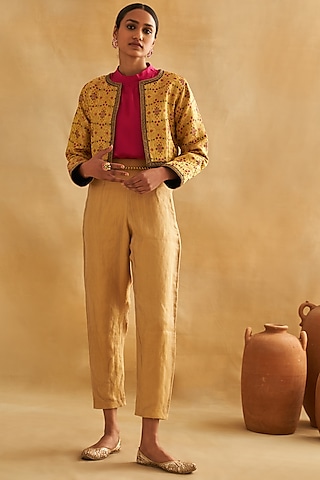 Multi-Coloured Tifli Brocade Embroidered Bomber Jacket Set by Taisha