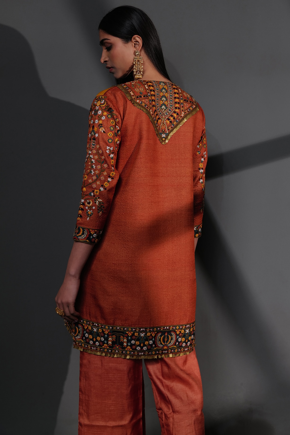 Multi-Colored Tussar Silk Embroidered Kurta Set by Taisha at Pernia's ...