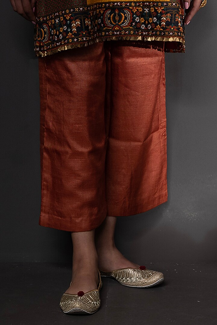 Multi-Colored Tussar Silk Embroidered Kurta Set by Taisha at Pernia's Pop Up Shop