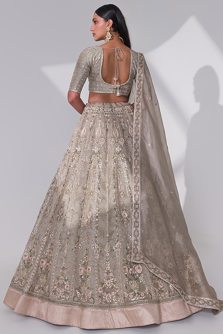 Jade Pure Khadi Organza Hand Embroidered Bridal Lehenga Set by Taisha at Pernia's Pop Up Shop