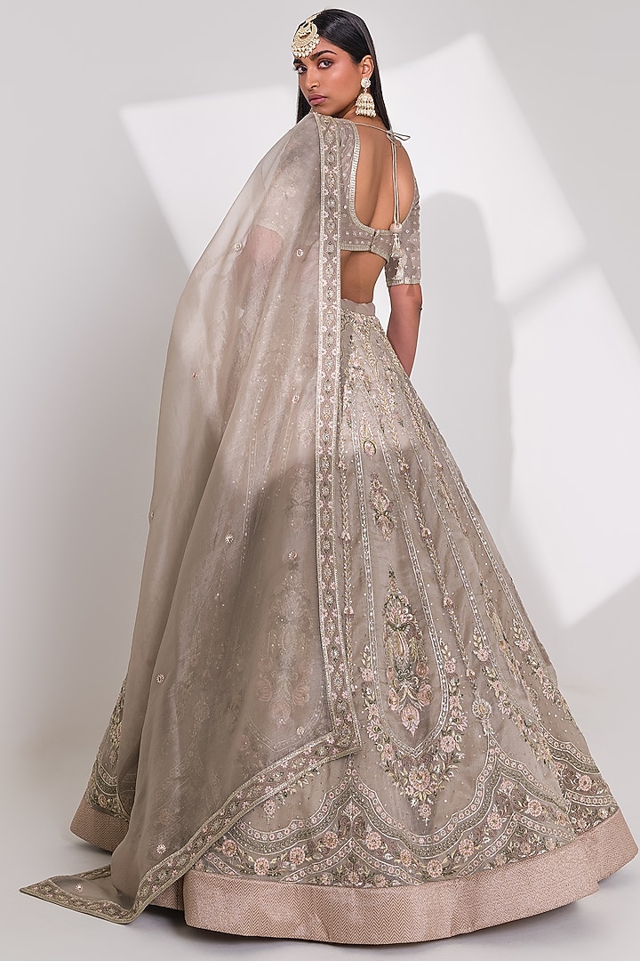 Jade Pure Khadi Organza Hand Embroidered Bridal Lehenga Set by Taisha at Pernia's Pop Up Shop