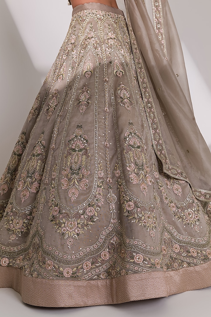 Jade Pure Khadi Organza Hand Embroidered Bridal Lehenga Set by Taisha at Pernia's Pop Up Shop