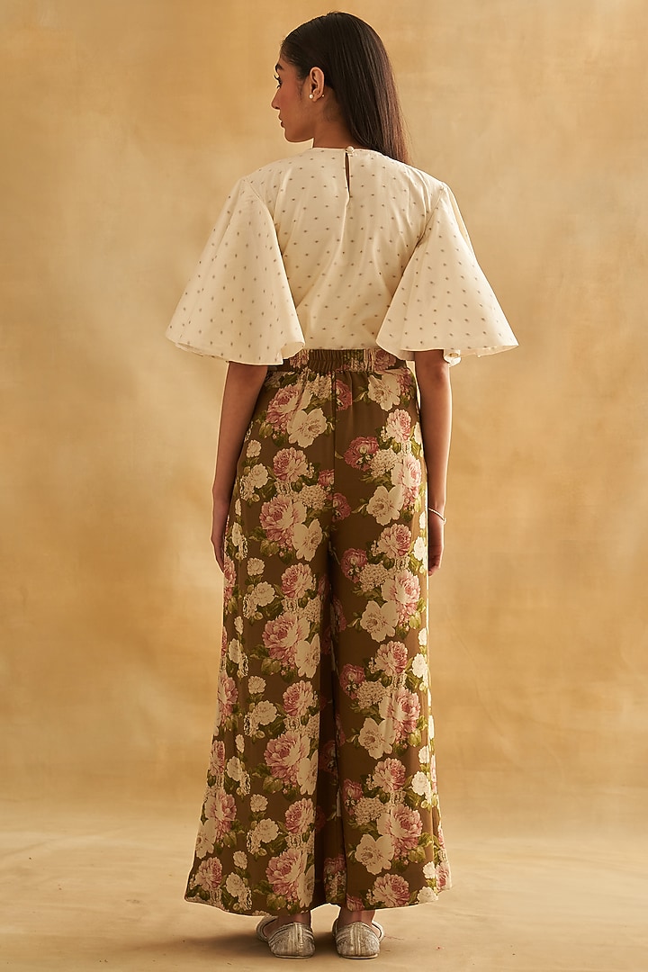 Multi-Colored Pure Silk Georgette Printed Pant Set by Taisha at Pernia's Pop Up Shop