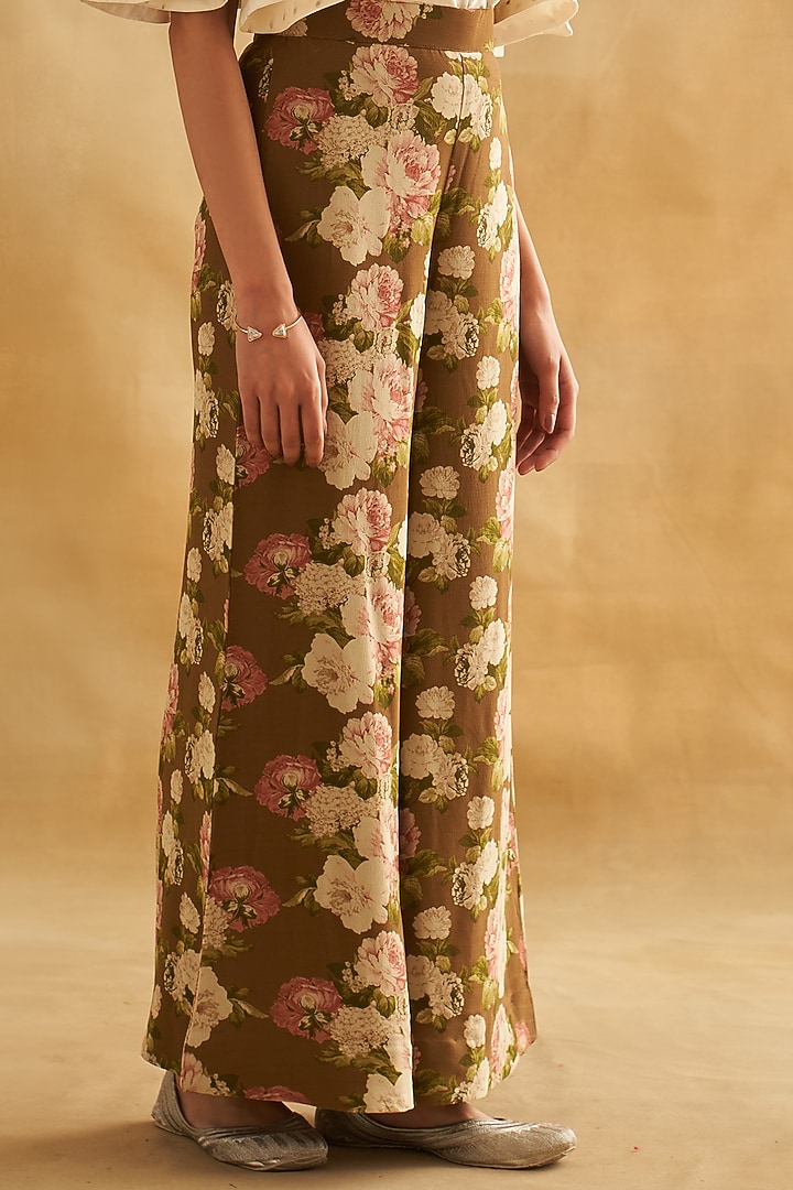 Multi-Colored Pure Silk Georgette Printed Pant Set by Taisha at Pernia's Pop Up Shop