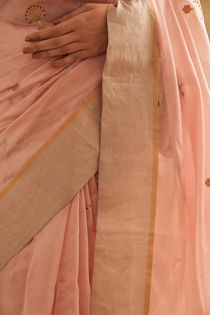 Pink Pattu Chanderi Silk Handwoven Wedding Saree Set by Taisha at Pernia's Pop Up Shop
