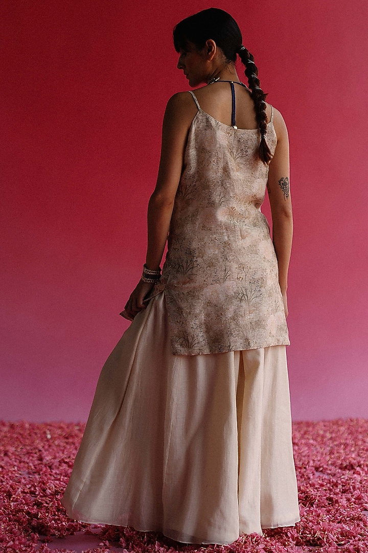 White Cotton Chanderi Gharara Set by Taisha at Pernia's Pop Up Shop