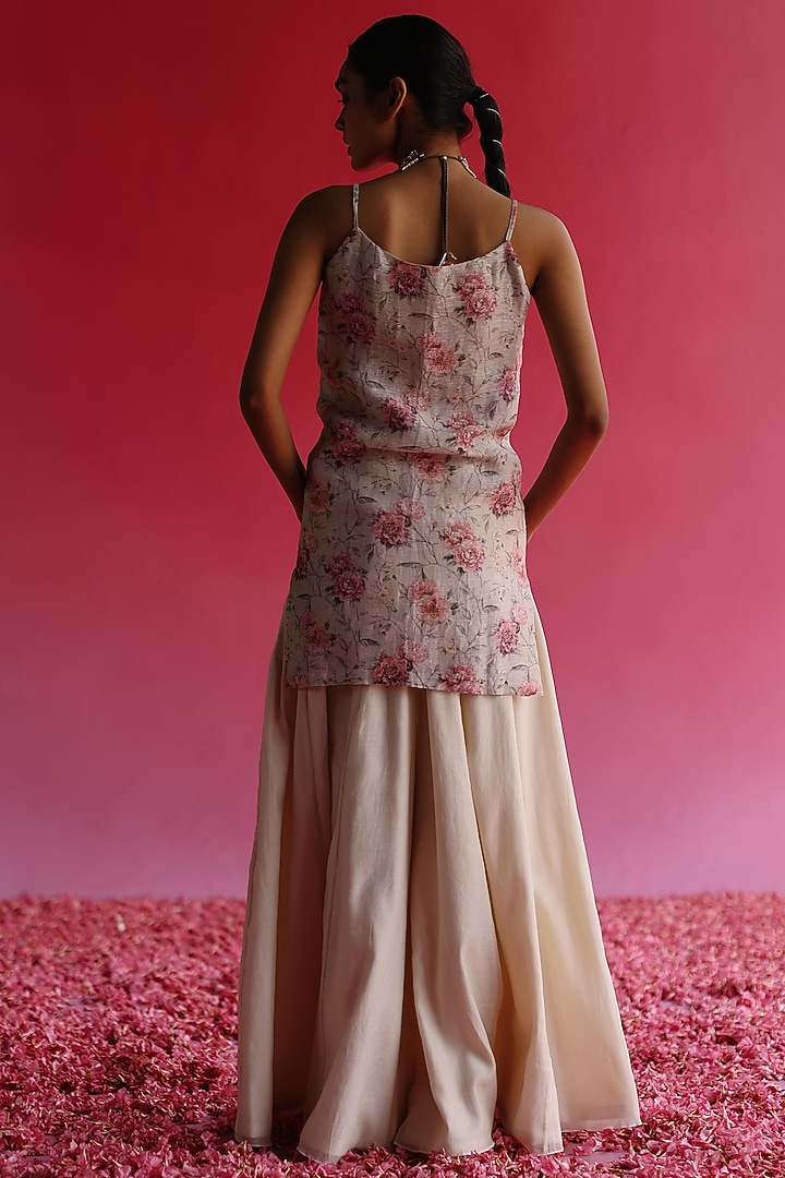 White Cotton Chanderi Gharara Set by Taisha at Pernia's Pop Up Shop