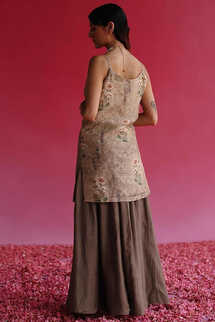 Grey Cotton Chanderi Gharara Set by Taisha at Pernia's Pop Up Shop