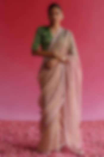 Pink Tissue Silk Saree Set by Taisha