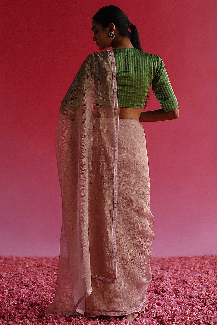Pink Tissue Silk Party Wear Saree Set by Taisha at Pernia's Pop Up Shop