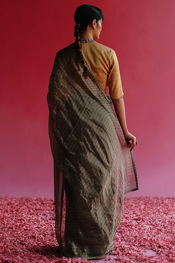 Gold & Silver Tissue Silk Party Wear Saree Set by Taisha at Pernia's Pop Up Shop