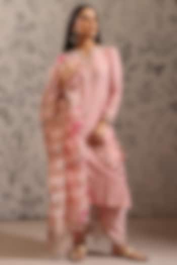 Pink Pure Malai Chanderi Kurta Set by Taisha at Pernia's Pop Up Shop