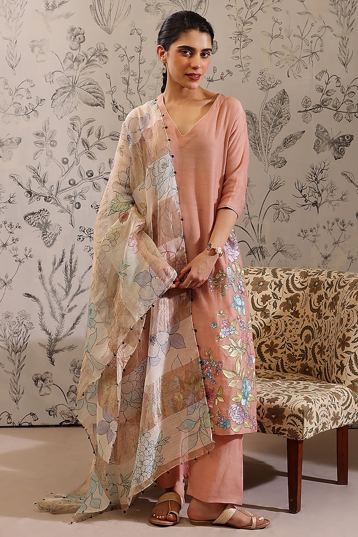 Multi-Colored Malai Chanderi Kurta Set by Taisha at Pernia's Pop Up Shop