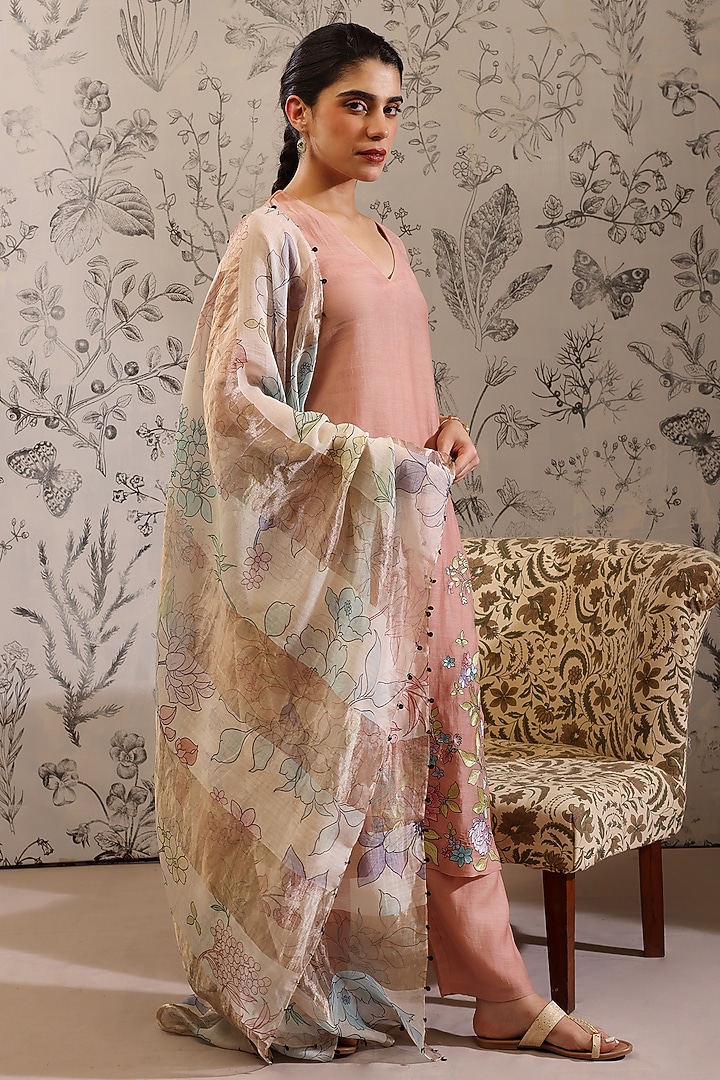 Multi-Colored Malai Chanderi Kurta Set by Taisha at Pernia's Pop Up Shop