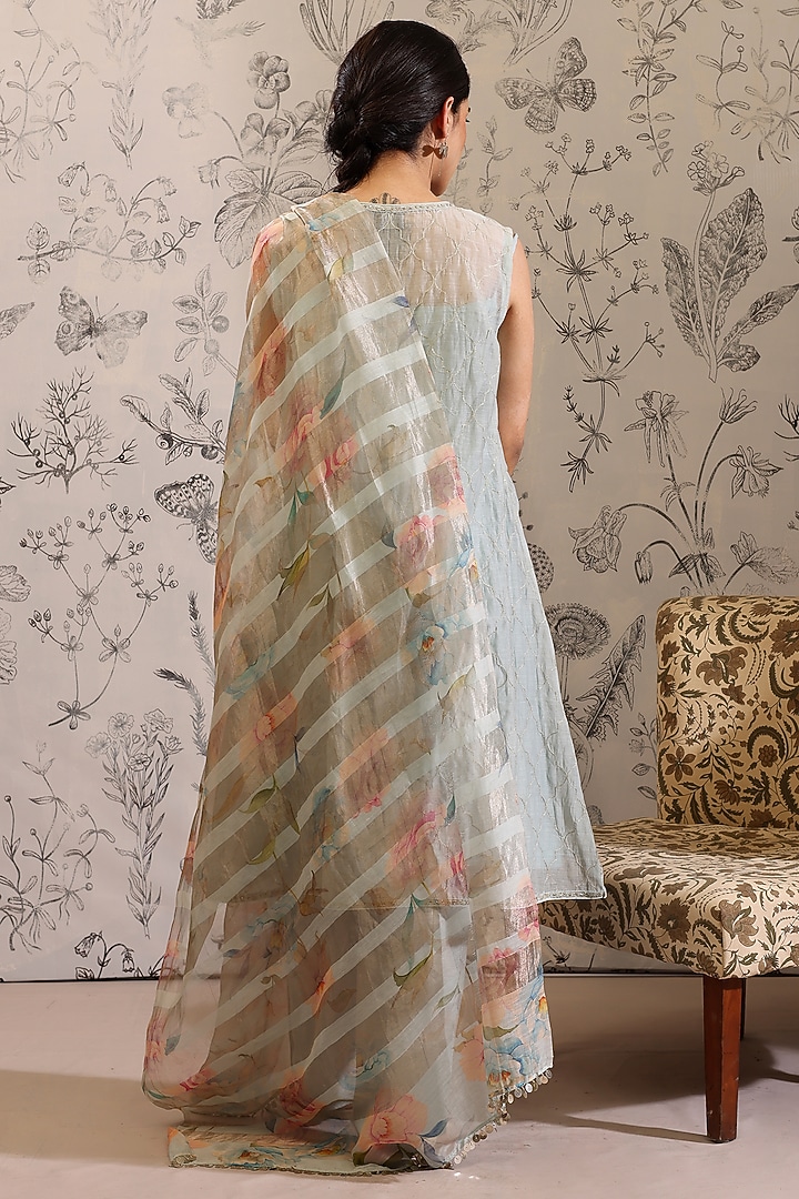 Blue Malai Chanderi Kurta Set by Taisha at Pernia's Pop Up Shop