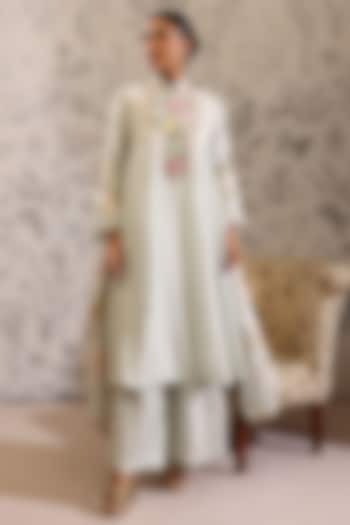 Blue Malai Chanderi Kurta Set by Taisha at Pernia's Pop Up Shop