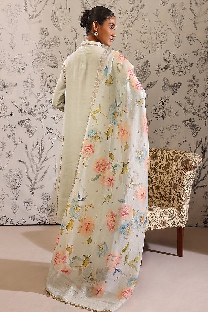 Blue Malai Chanderi Kurta Set by Taisha at Pernia's Pop Up Shop