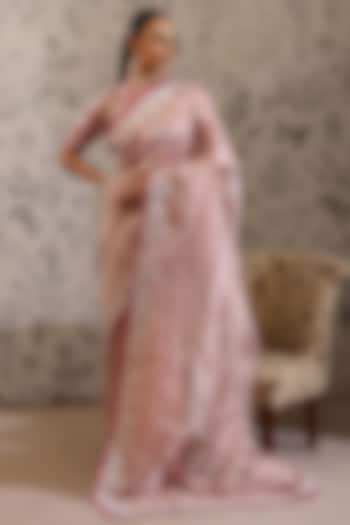 Multi-Colored Striped Silk Organza Wedding Saree Set by Taisha at Pernia's Pop Up Shop