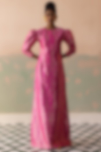 Pink Pure Katan Silk Gown by Taisha