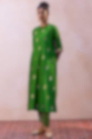 Green Handloom Banarasi Kurta Set by Taisha