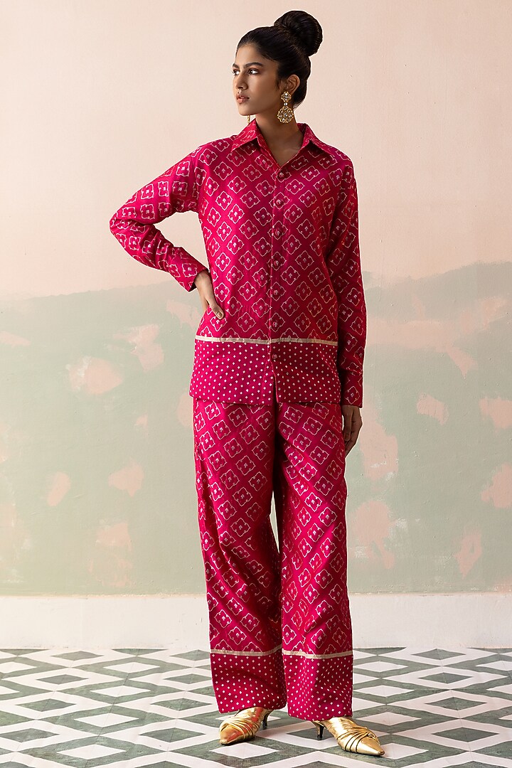Maroon Pure Raw Silk Co-Ord Set by Taisha at Pernia's Pop Up Shop