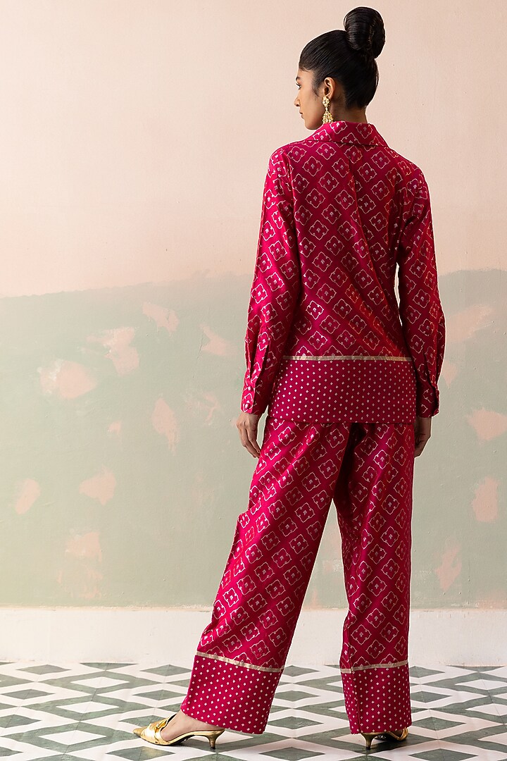 Maroon Pure Raw Silk Co-Ord Set by Taisha at Pernia's Pop Up Shop