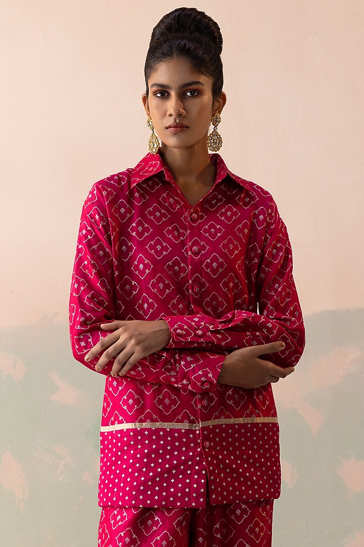 Maroon Pure Raw Silk Co-Ord Set by Taisha at Pernia's Pop Up Shop