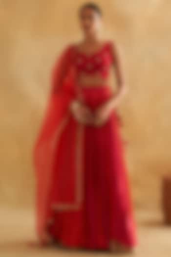 Multi-Colored Pure Chanderi Silk Lehenga Set by Taisha at Pernia's Pop Up Shop