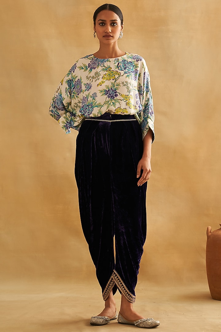 White Pure Thin Silk Printed Co-Ord Set by Taisha at Pernia's Pop Up Shop