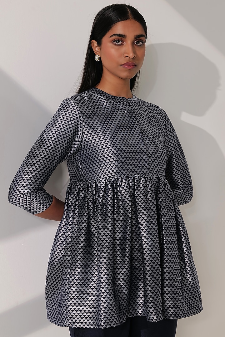 Grey Pure Katan Silk Co-Ord Set by Taisha at Pernia's Pop Up Shop