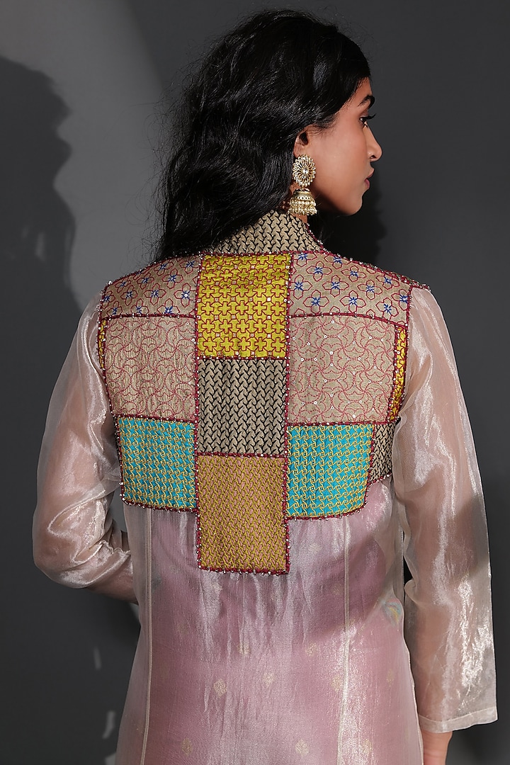 Multi-Colored Pure Zari Tissue Embroidered Co-Ord Set by Taisha at Pernia's Pop Up Shop