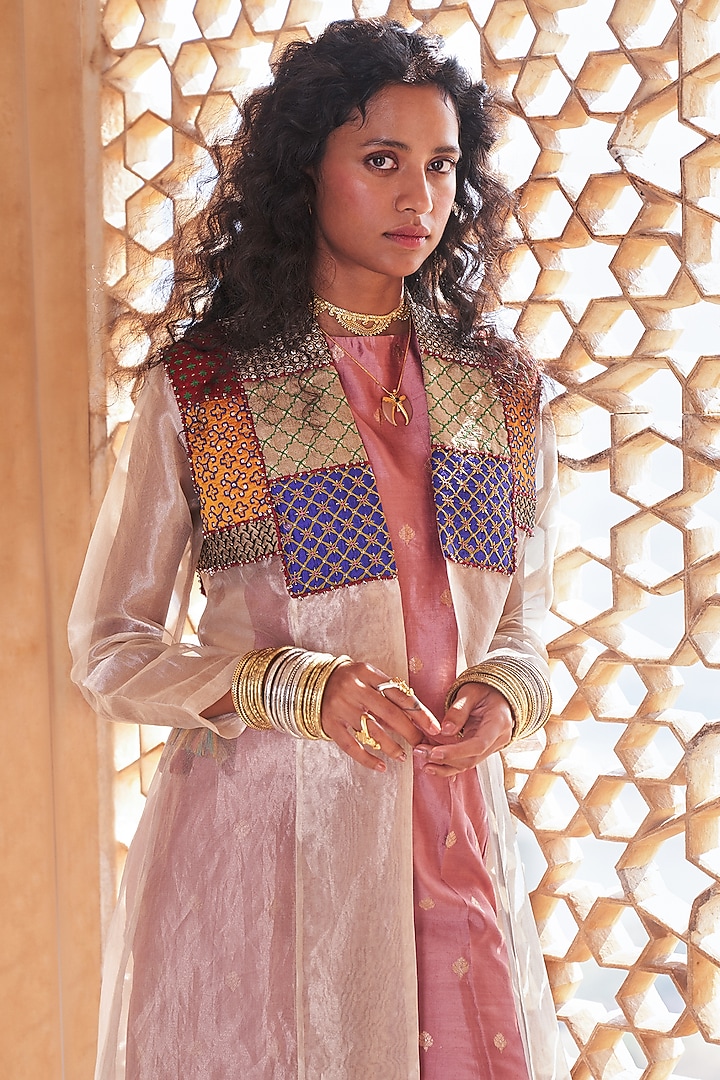 Multi-Colored Pure Zari Tissue Embroidered Co-Ord Set by Taisha at Pernia's Pop Up Shop