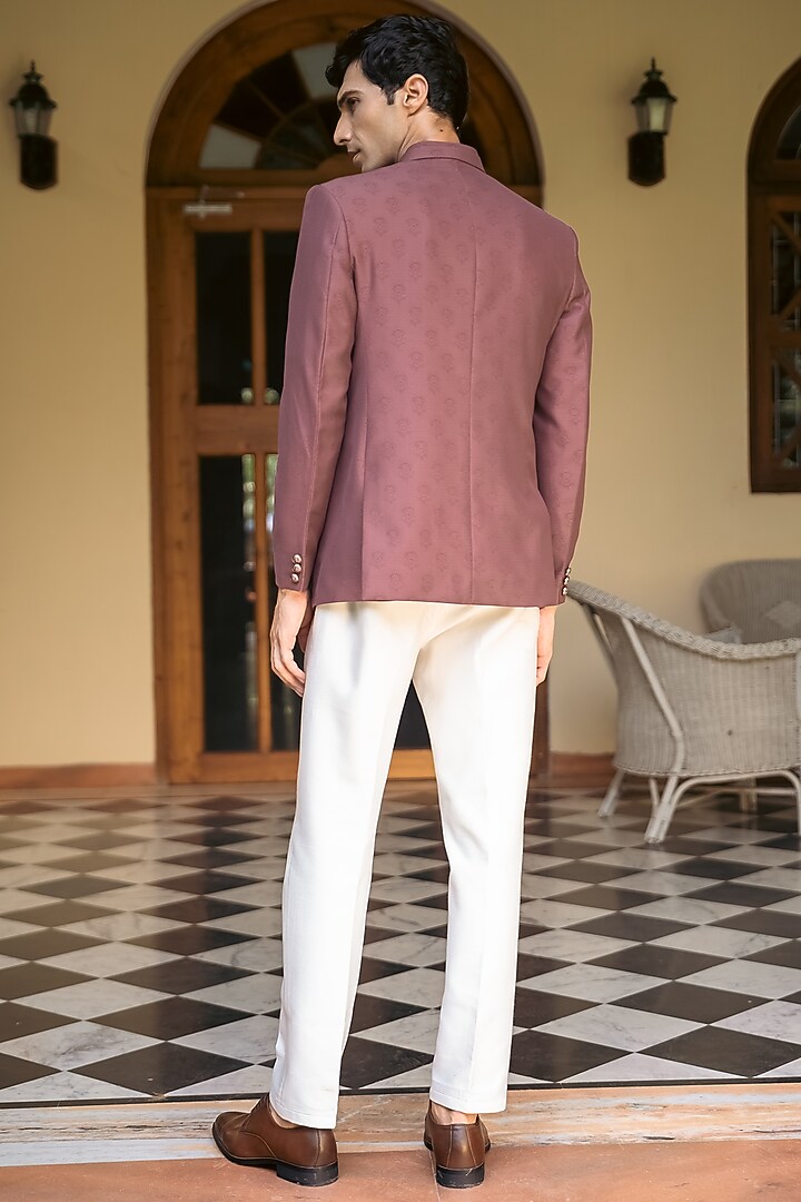 Wine Terry Rayon Bandhgala Set by TAJIRI at Pernia's Pop Up Shop