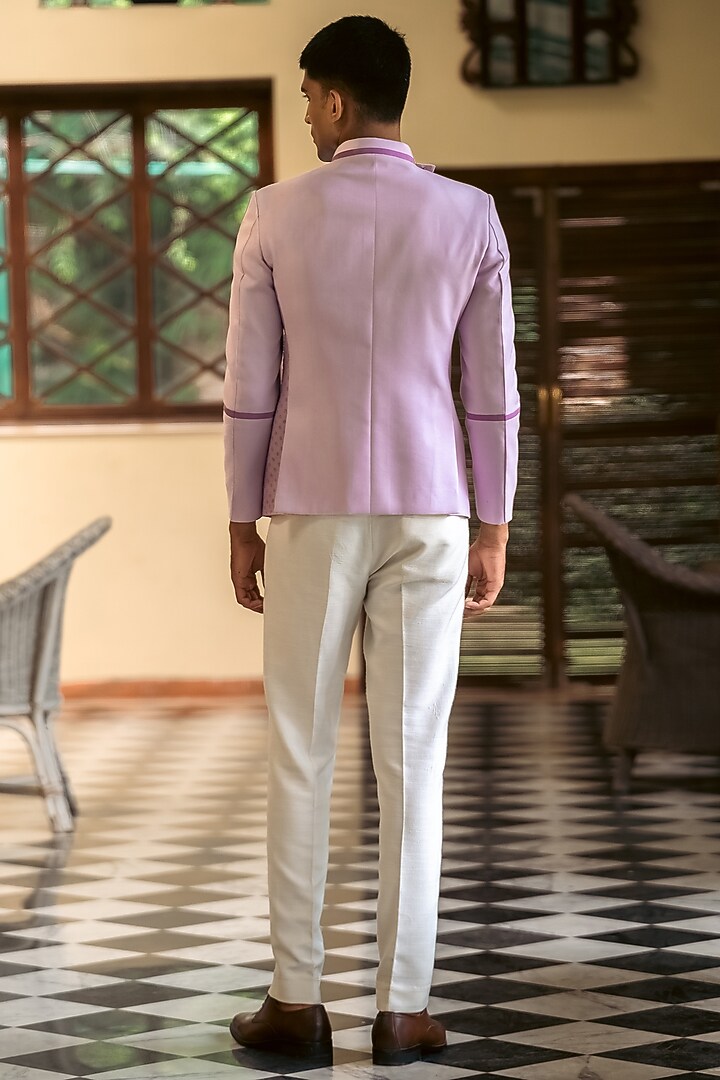 Lilac Twill Cotton Printed Jacket Set by TAJIRI at Pernia's Pop Up Shop