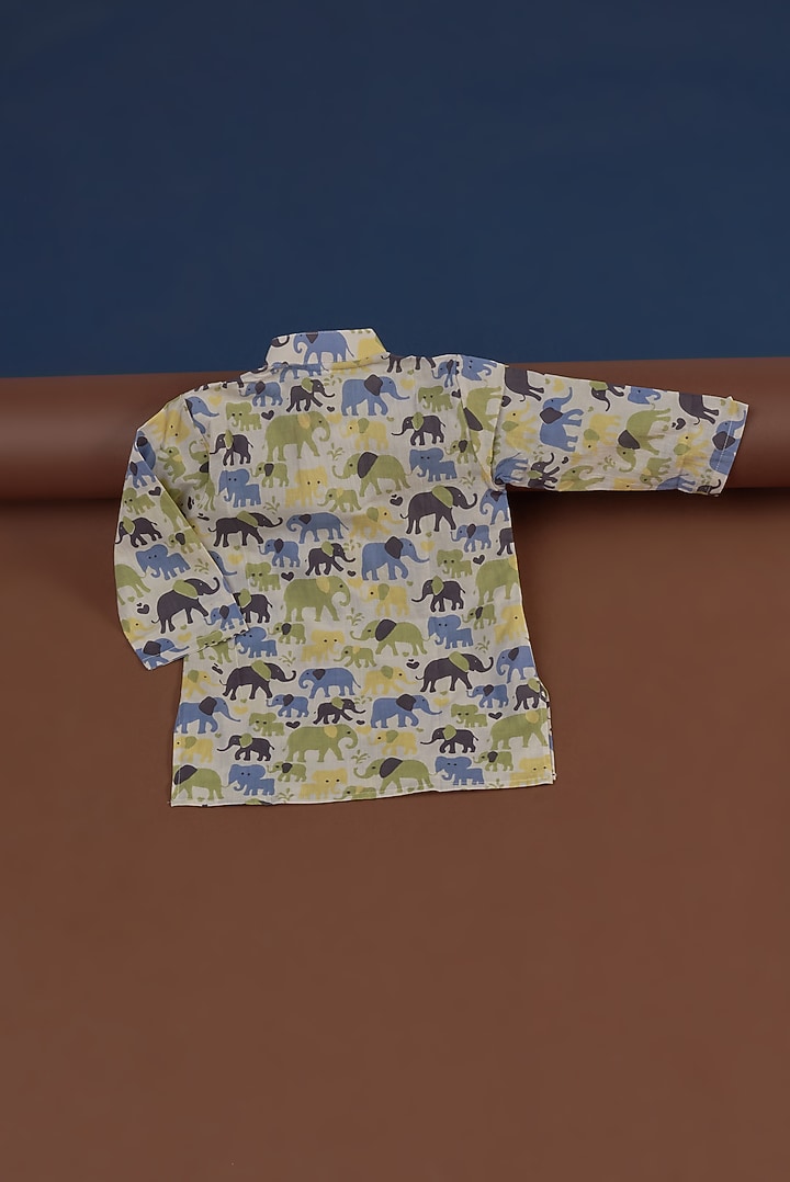 White Cotton Hand Block Printed Shirt For Boys by TAMASHA at Pernia's Pop Up Shop
