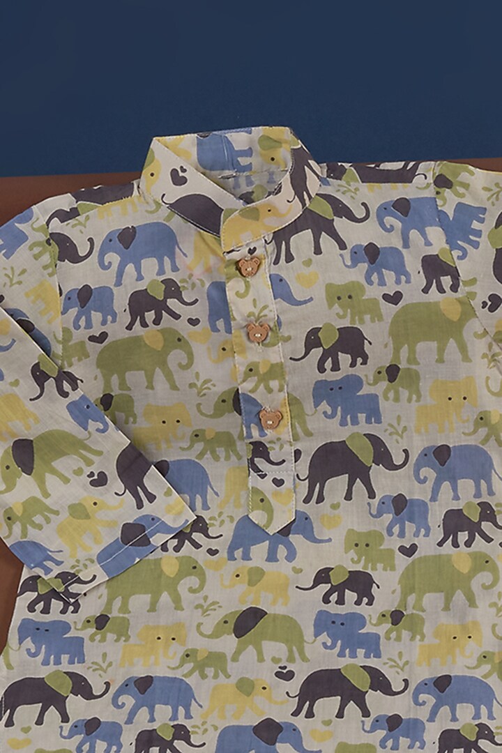 White Cotton Hand Block Printed Shirt For Boys by TAMASHA at Pernia's Pop Up Shop