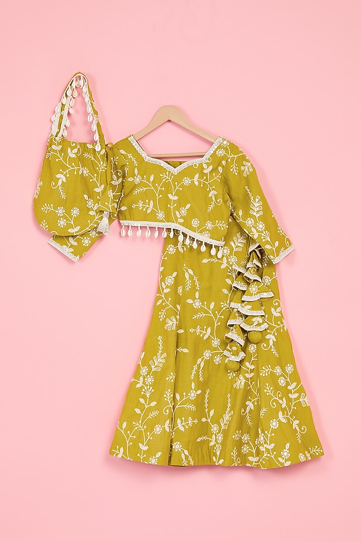Yellow Art Silk Digital Printed Lehenga Set For Girls by TAMASHA at Pernia's Pop Up Shop