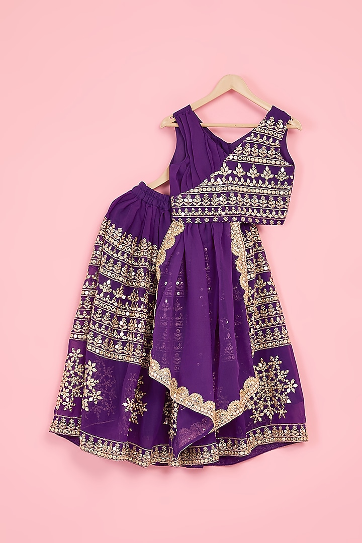 Purple Georgette Embroidered Lehenga Set by TAMASHA at Pernia's Pop Up Shop