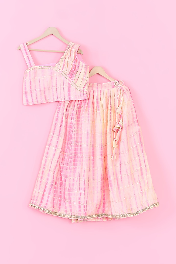 Pink Shibori Cotton Tie-Dye Printed Lehenga Set For Girls by TAMASHA at Pernia's Pop Up Shop