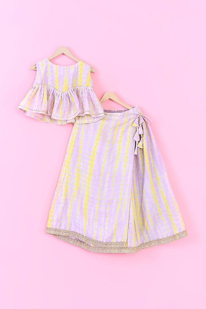 Yellow Shibori Cotton Tie-Dye Printed Lehenga Set For Girls by TAMASHA at Pernia's Pop Up Shop